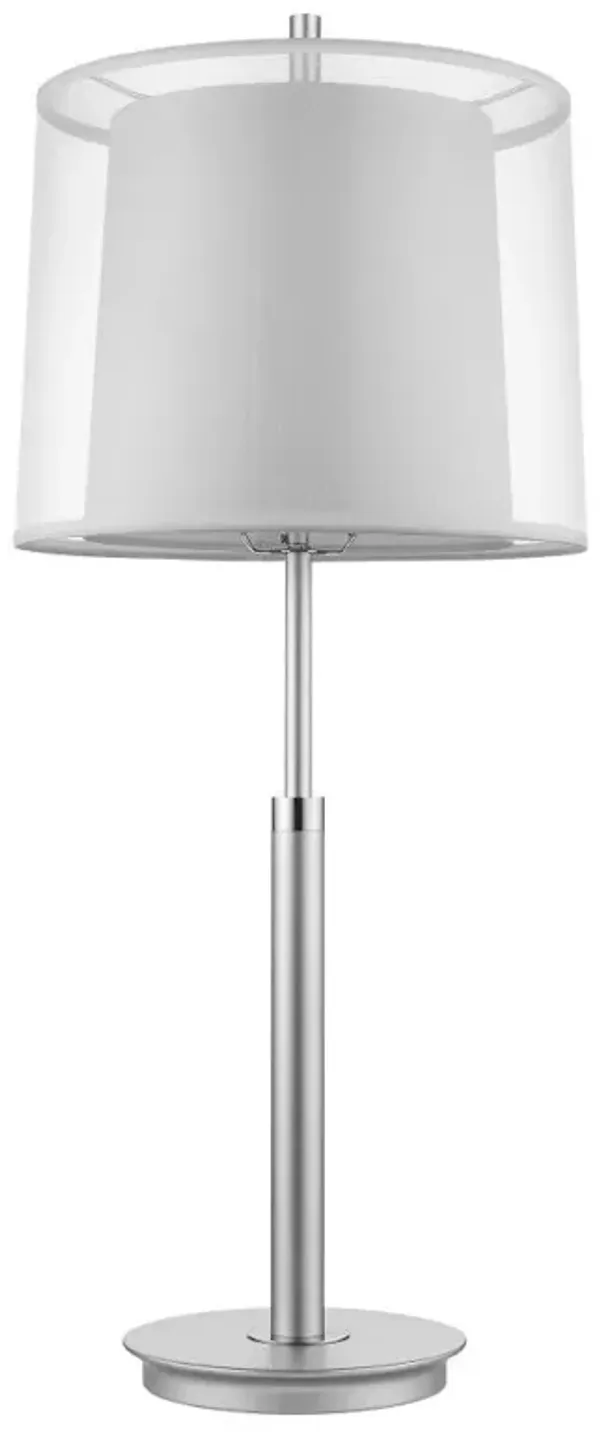 Hivvago 31" Silver Metal Table Lamp With White Empire Shade