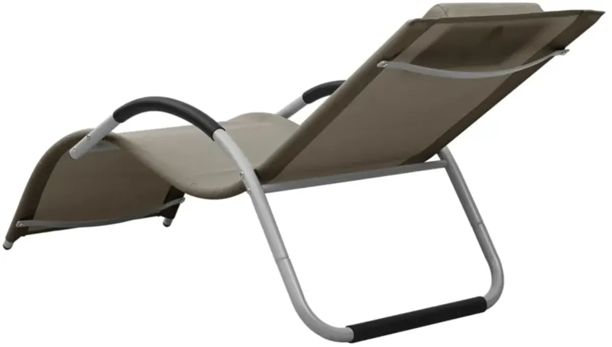 vidaXL Sun Lounger Textilene Taupe and Gray