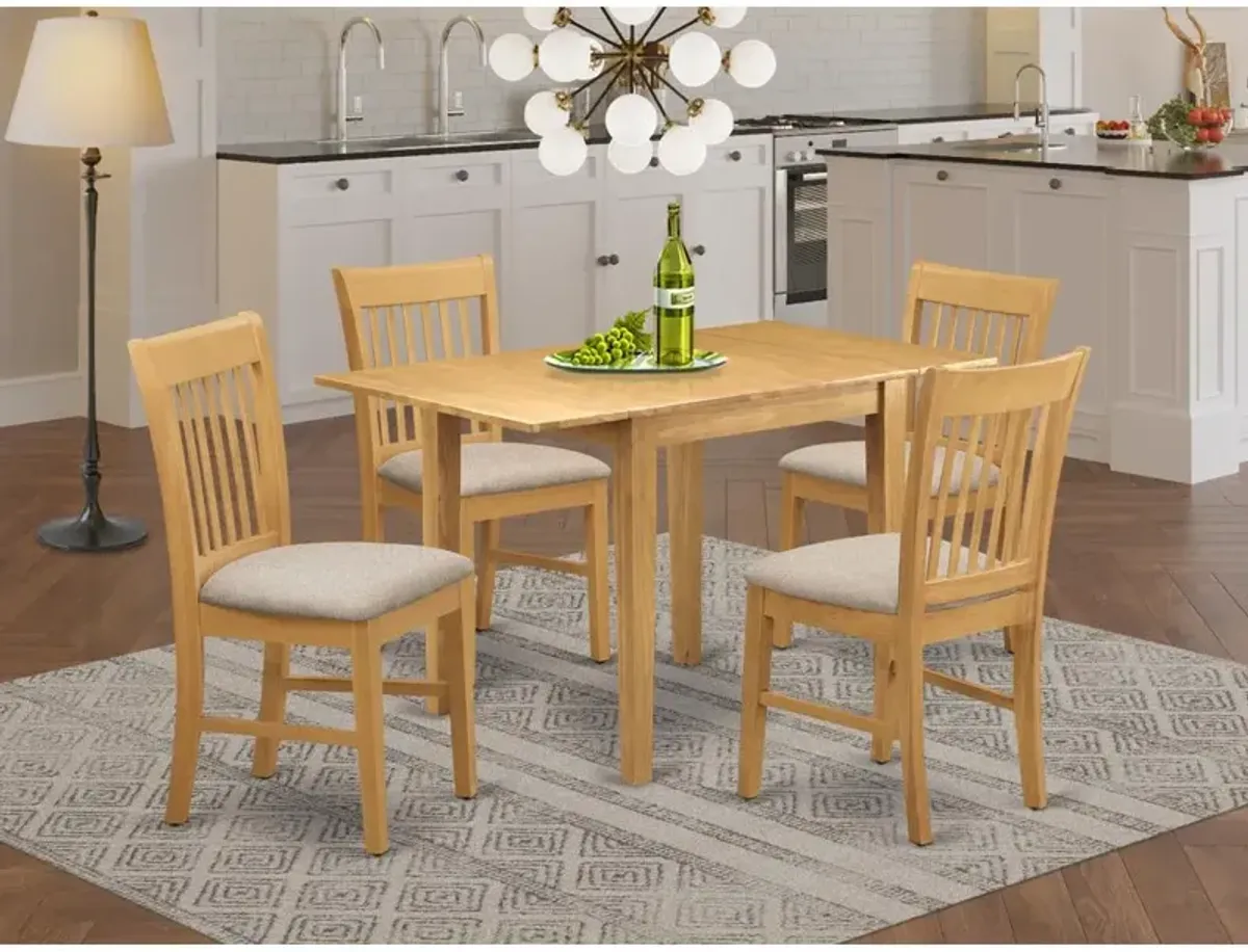 East West Furniture Dining Room Set Oak, NDNO5-OAK-C