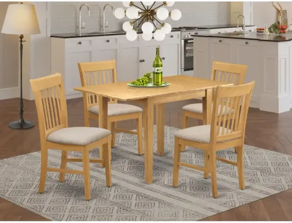 East West Furniture Dining Room Set Oak, NDNO5-OAK-C