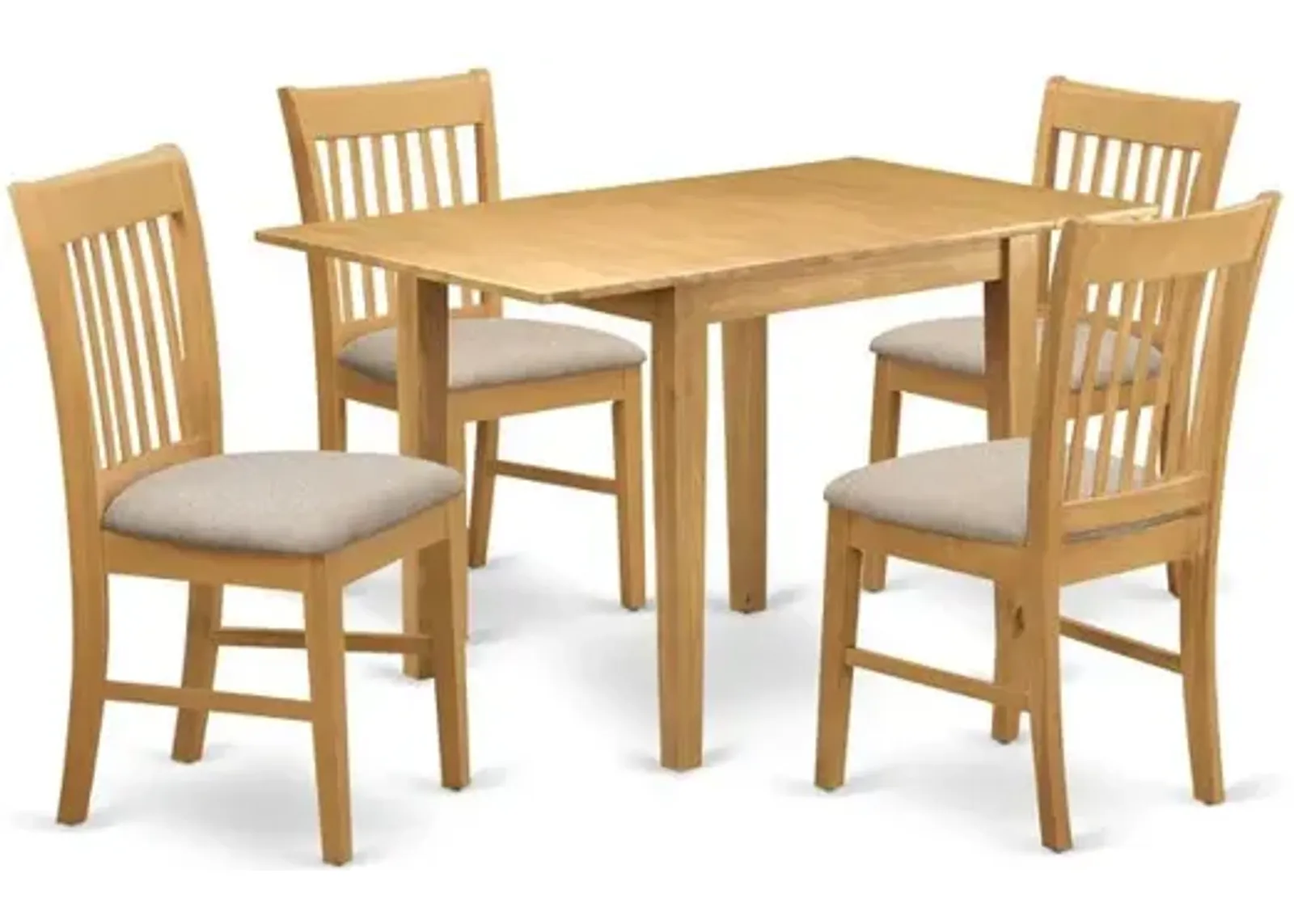 East West Furniture Dining Room Set Oak, NDNO5-OAK-C