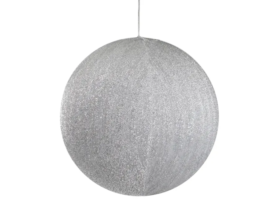 19.5" Silver Tinsel Inflatable Christmas Ball Ornament Outdoor Decoration