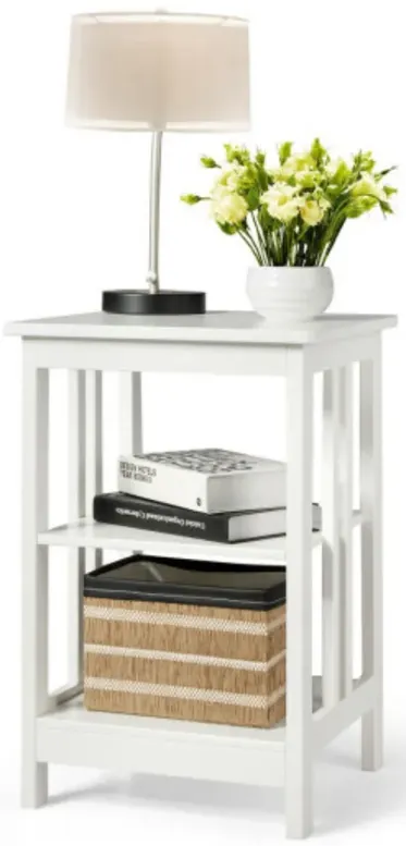 3-Tier Nightstand Side Table with Baffles and Corners