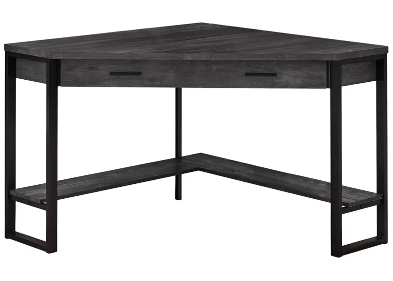 Computer Desk, Home Office, Corner, Storage Drawers, 42"L, Work, Laptop, Metal, Laminate, Black, Contemporary, Modern