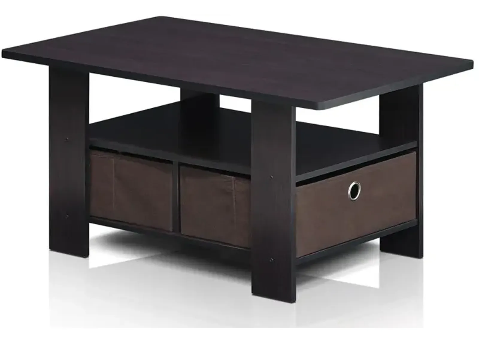 Furinno Andrey Coffee Table with Bin Drawer, Dark Walnut, 11158DWN