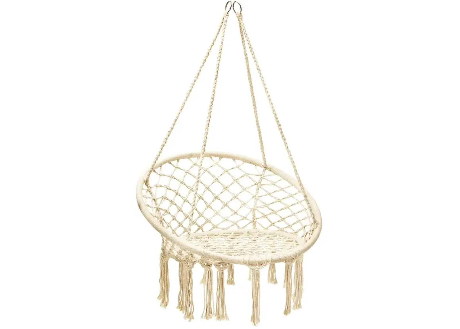 Hanging Macrame Hammock Chair with Handwoven Cotton Backrest