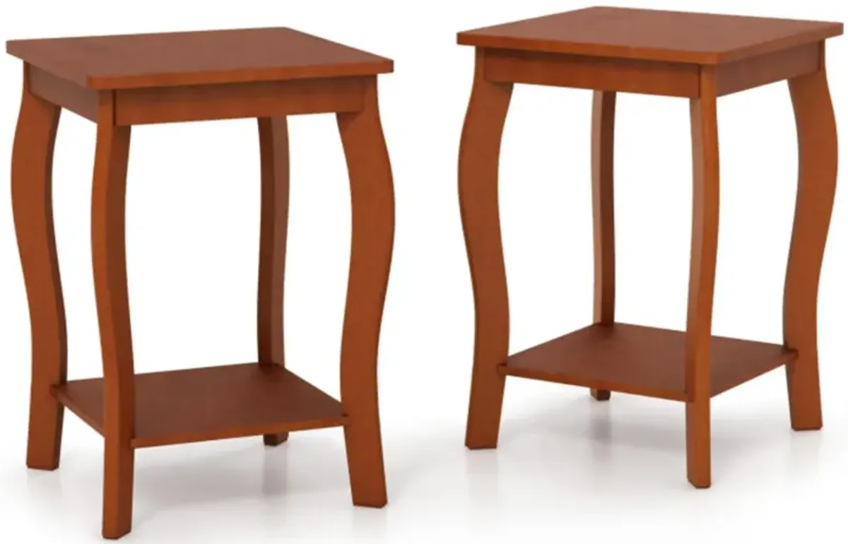 Hivvago 15 Inch 2-Tier Square End Table with Storage Shelf Set of 2