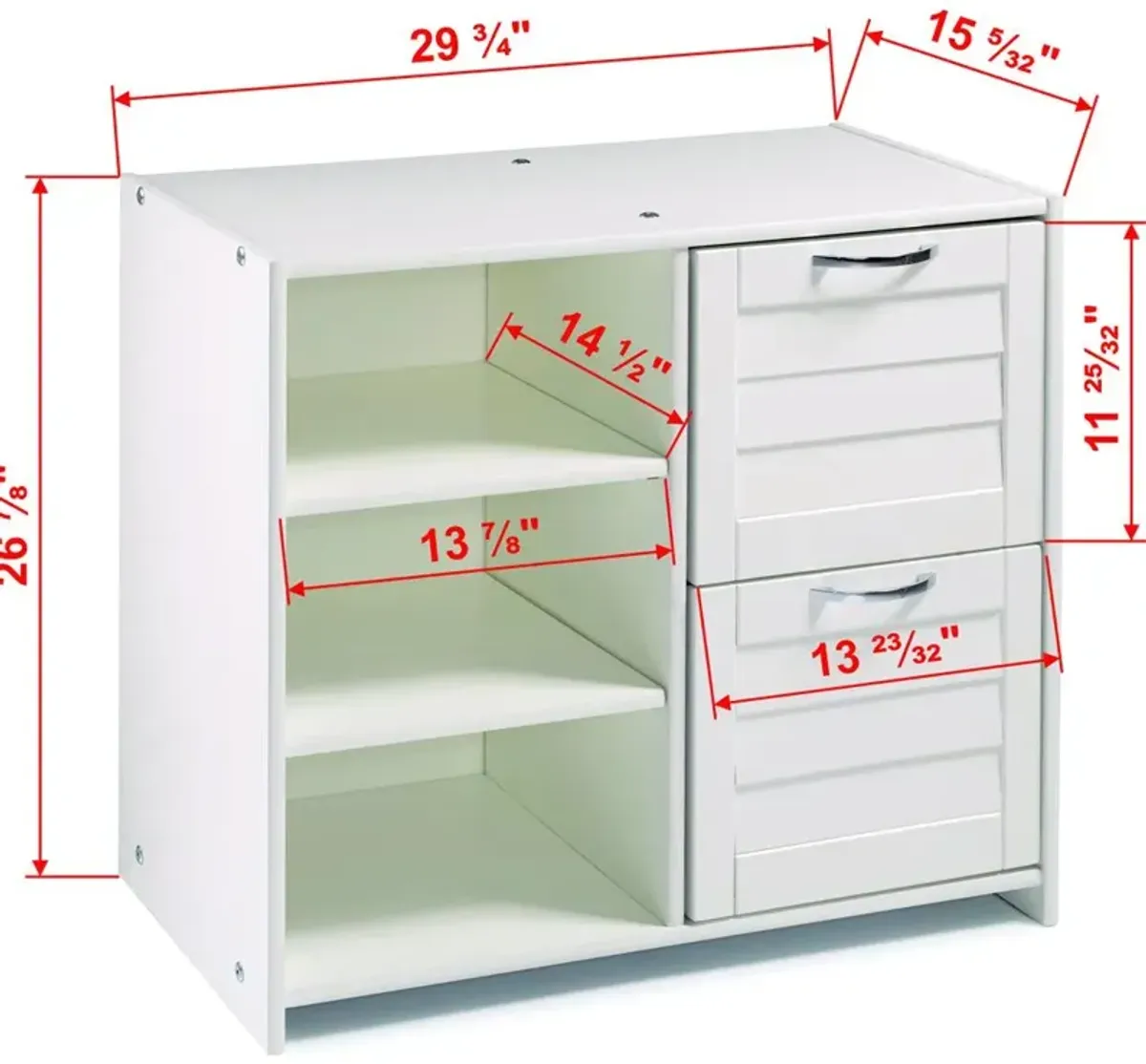 Donco Kids Louver Low Loft 2 Dr Chest/Shelves White
