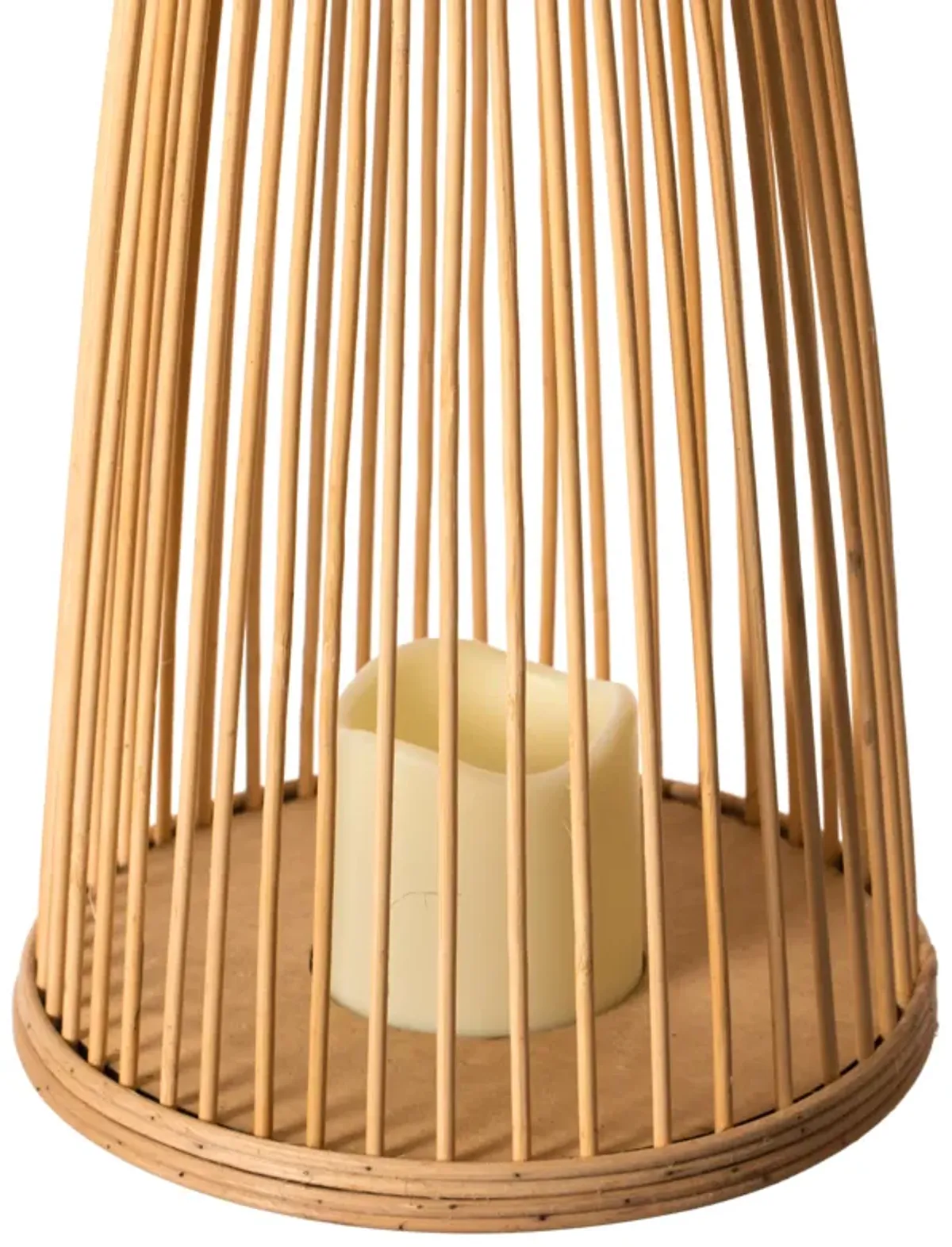 Rattan Designed Bamboo LED Lantern Lamp Battery Powered for Indoor and outdoor