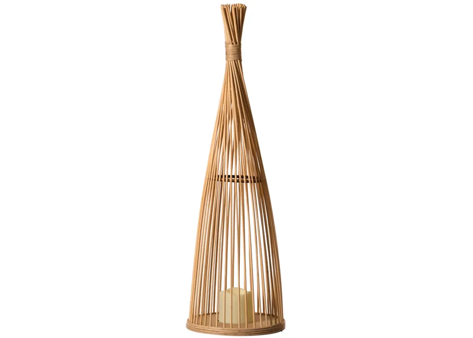 Rattan Designed Bamboo LED Lantern Lamp Battery Powered for Indoor and outdoor