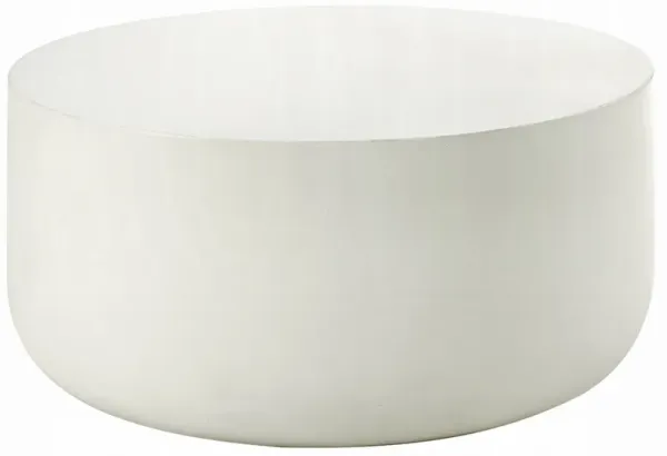 Utan Coffee Table, Modern Natural White Cement Frame, Round 31 Inch