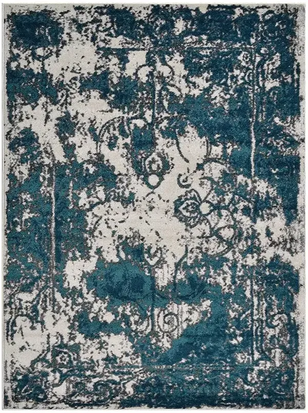 RUGSOTIC CARPETS MACHINE MADE HEATSET POLYPROPYLENE AREA RUGS  - 10'x13', Rectangle Shape, Ivory Blue Color, Abstract Modern Design, Midium Pile Machine Made Area Rugs (M00022)
