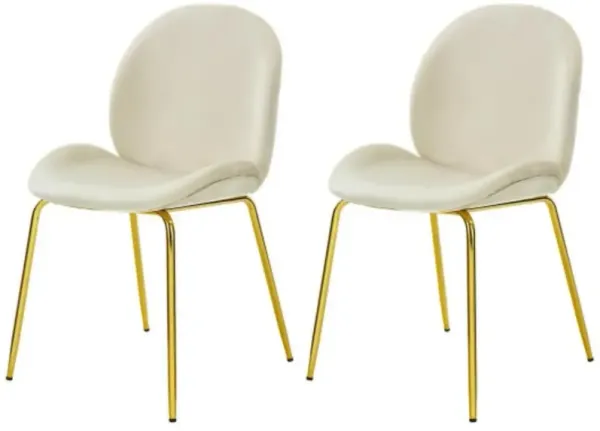 Set of 2 Velvet Accent Chairs with Gold Metal Legs