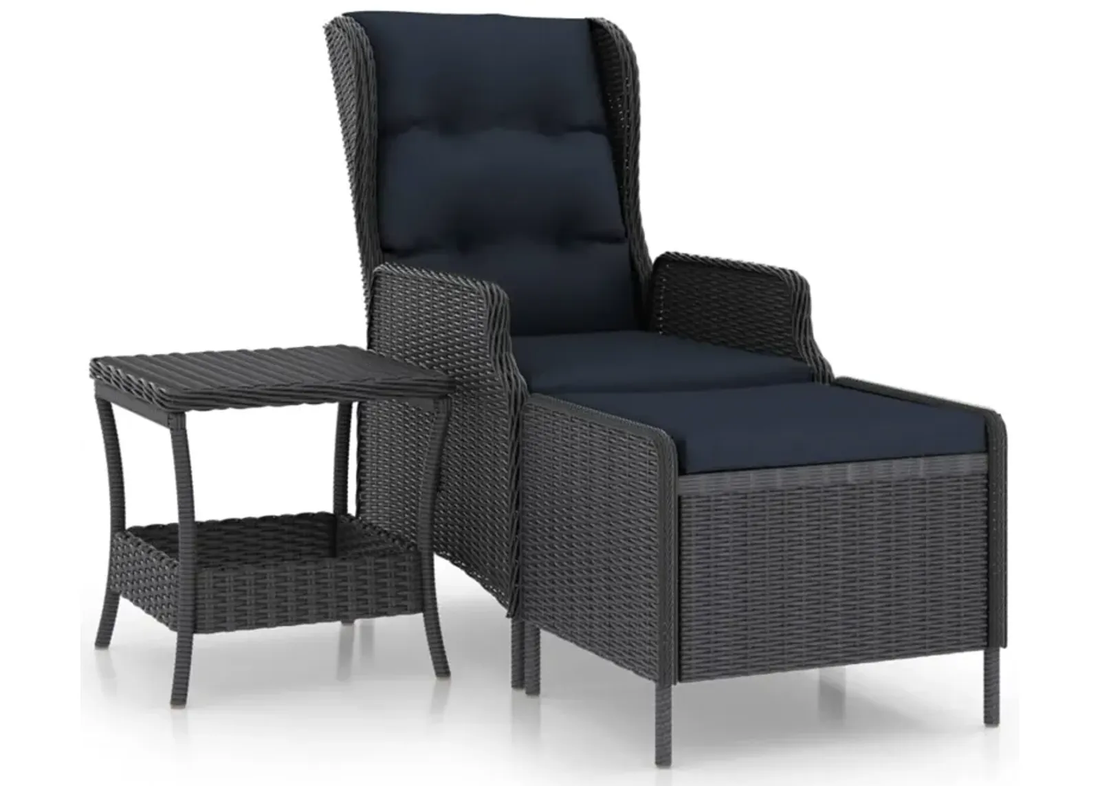 vidaXL 2 Piece Garden Lounge Set with Cushions Poly Rattan Dark Gray