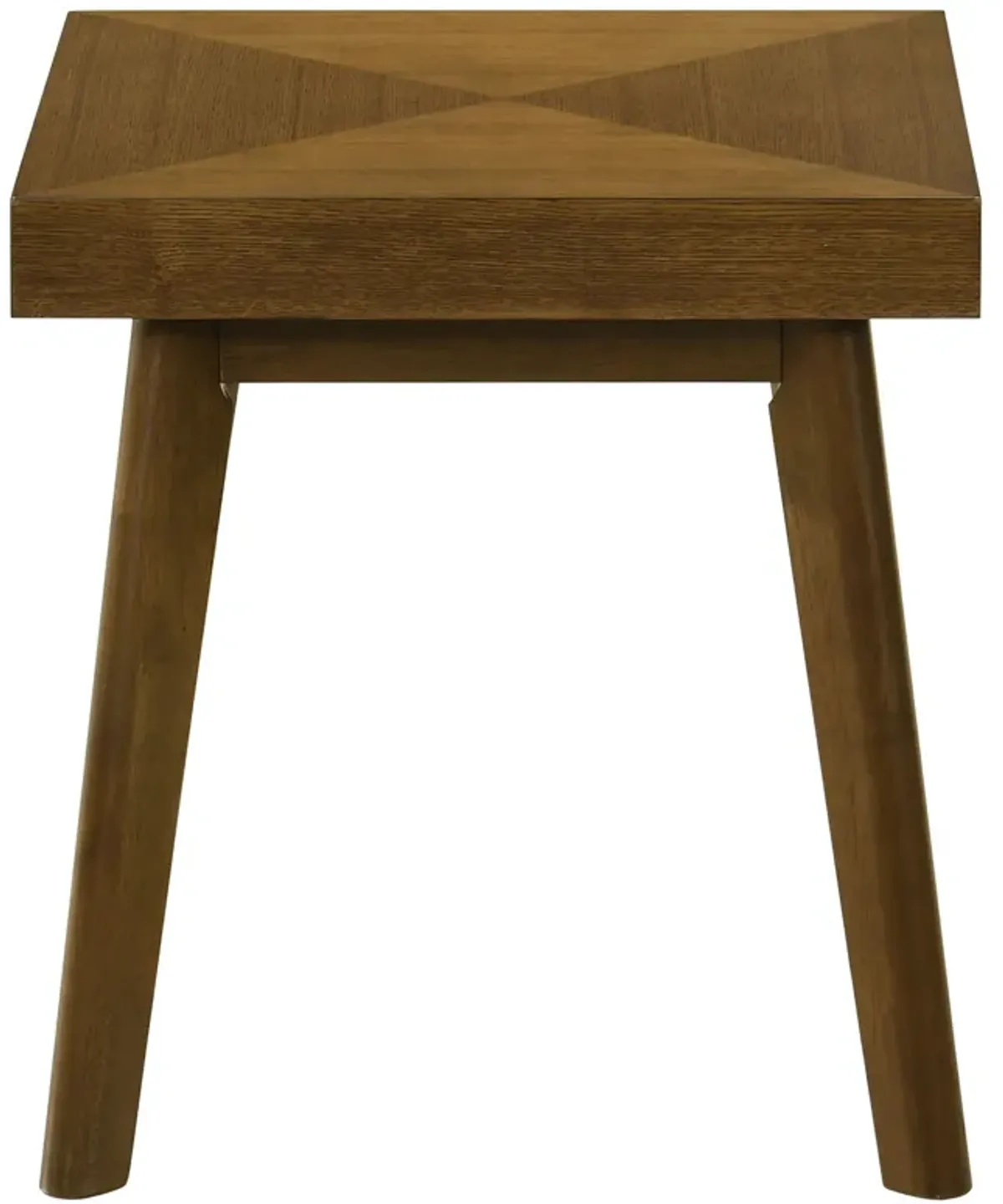 Layla End Table, 22 Inch Square Top, Diamond Parquet, Walnut Brown Wood - Benzara