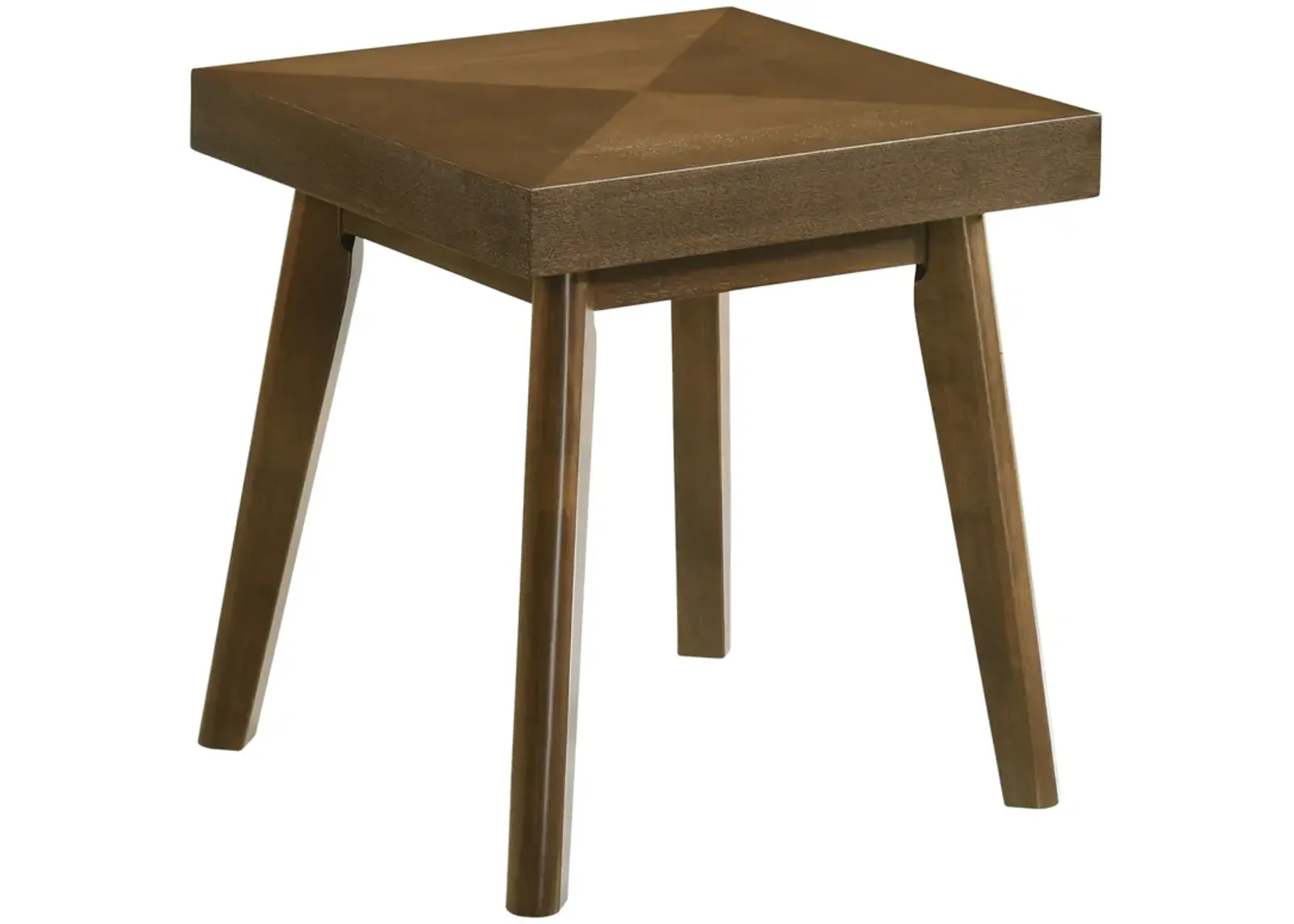 Layla End Table, 22 Inch Square Top, Diamond Parquet, Walnut Brown Wood - Benzara