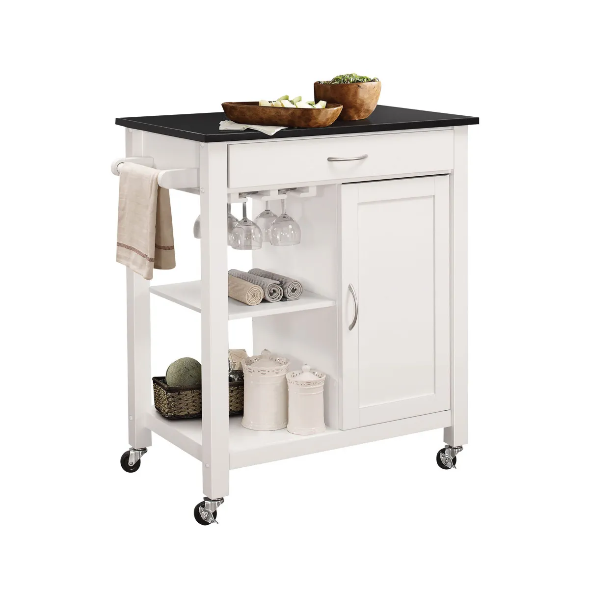 Ottawa Kitchen Cart, Black & White