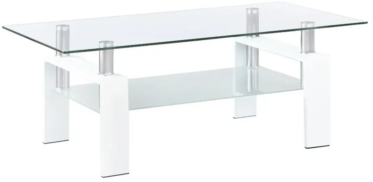 Coaster Dyer 1-shelf Rectangular Glass Top Coffee Table White
