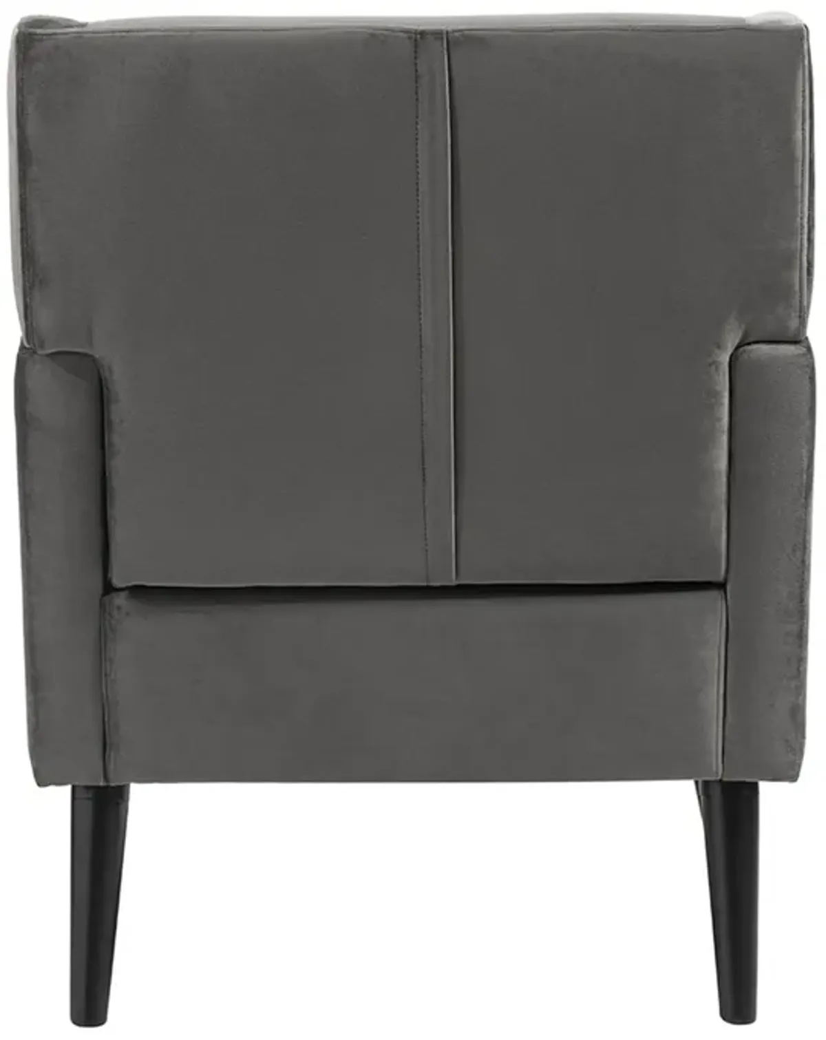 Kine 31 Inch Accent Armchair, Splayed Legs, Wood, Gray Fabric Upholstery - Benzara