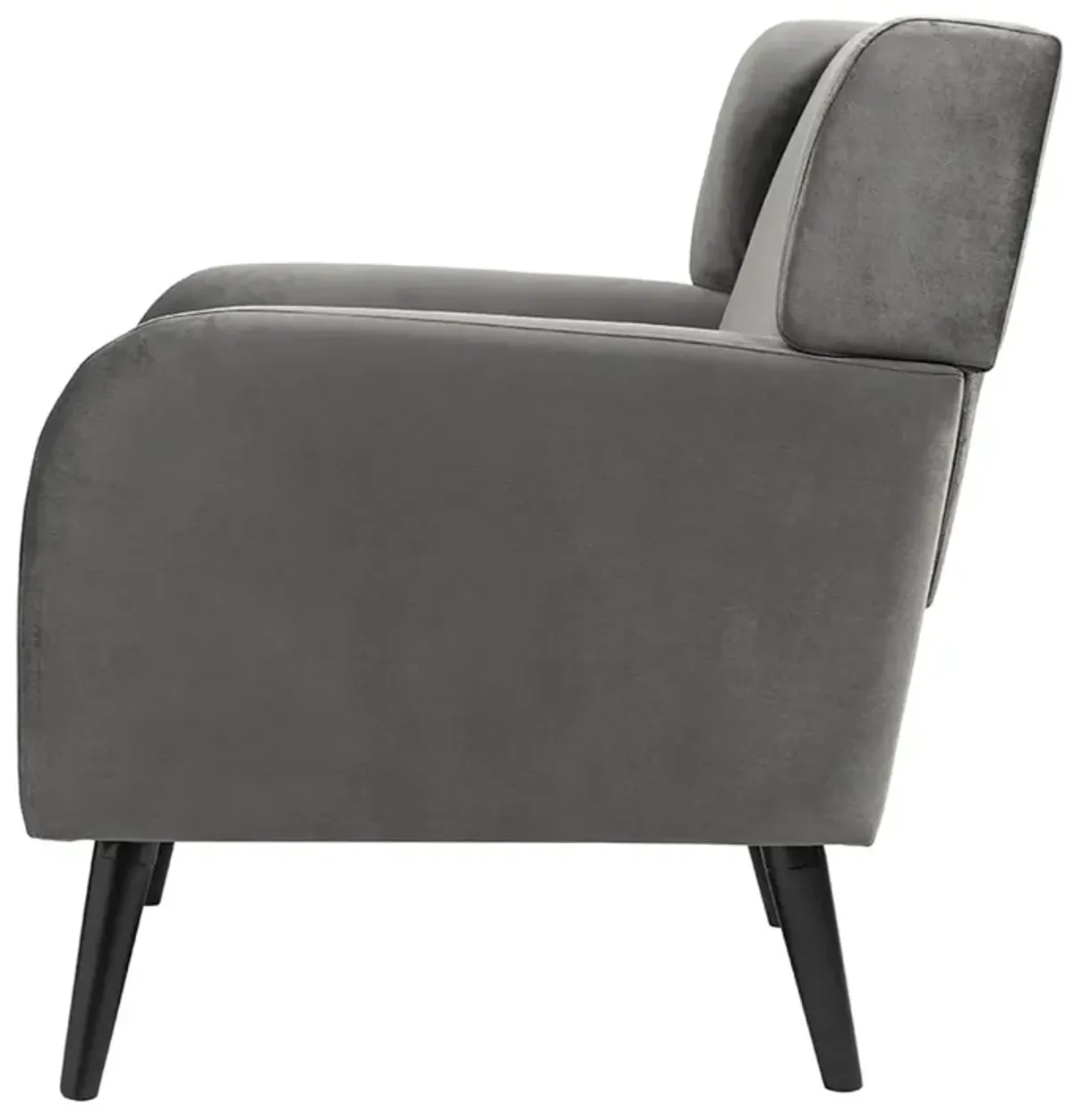 Kine 31 Inch Accent Armchair, Splayed Legs, Wood, Gray Fabric Upholstery - Benzara