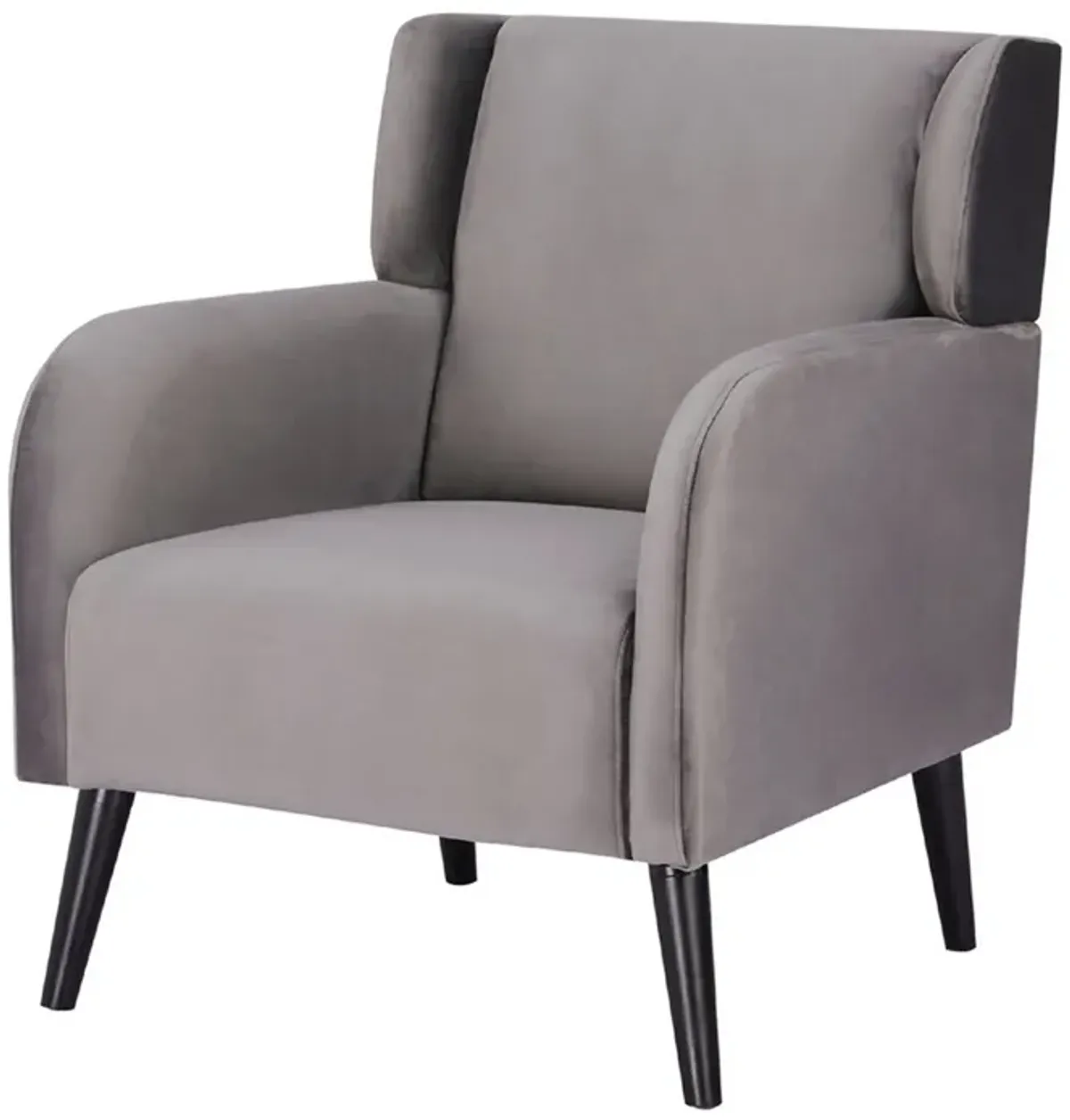 Kine 31 Inch Accent Armchair, Splayed Legs, Wood, Gray Fabric Upholstery - Benzara