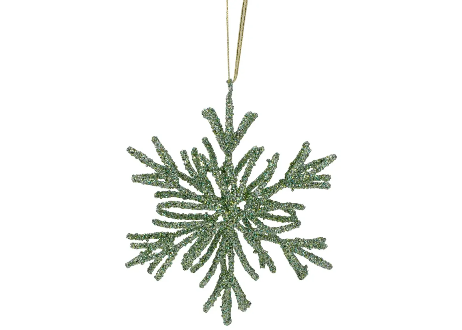 7.5" Green Glitter Snowflake Christmas Ornament