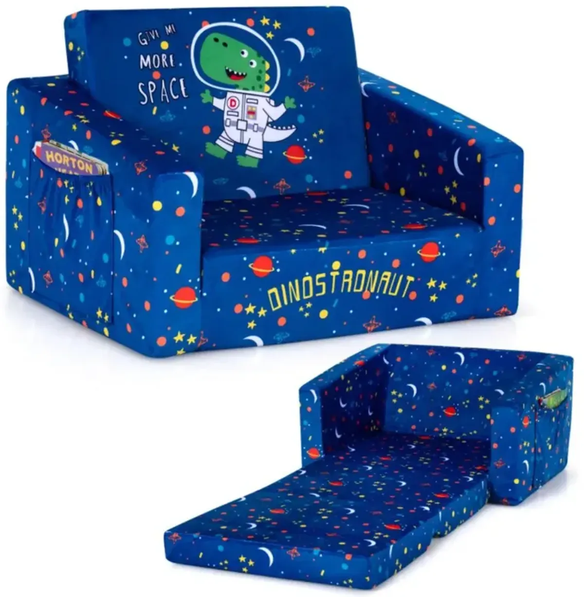 Hivvago 2-in-1 Convertible Kids Sofa with Velvet Fabric