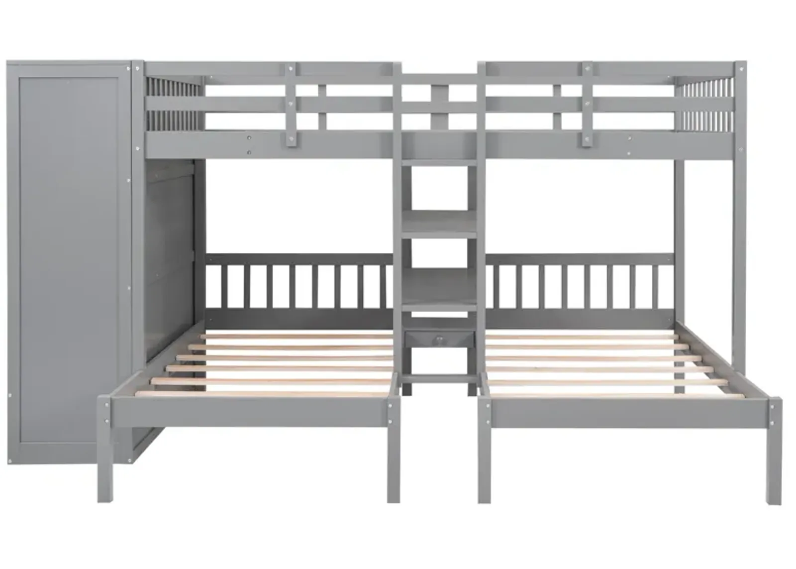 Merax Triple  Bunk Bed with Wardrobe and Mirror