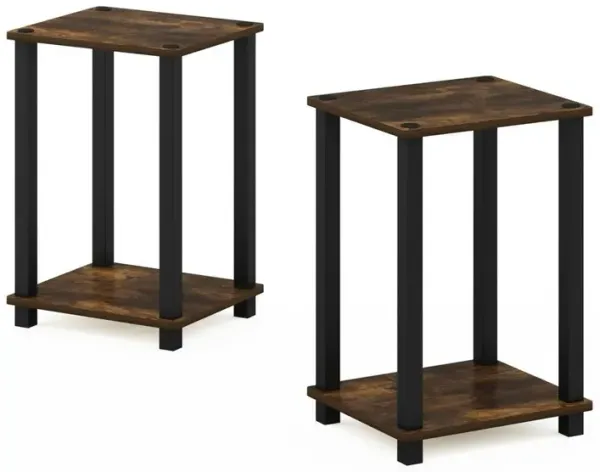 Simplistic End Table, Small, Set of 2, Amber Pine/Black