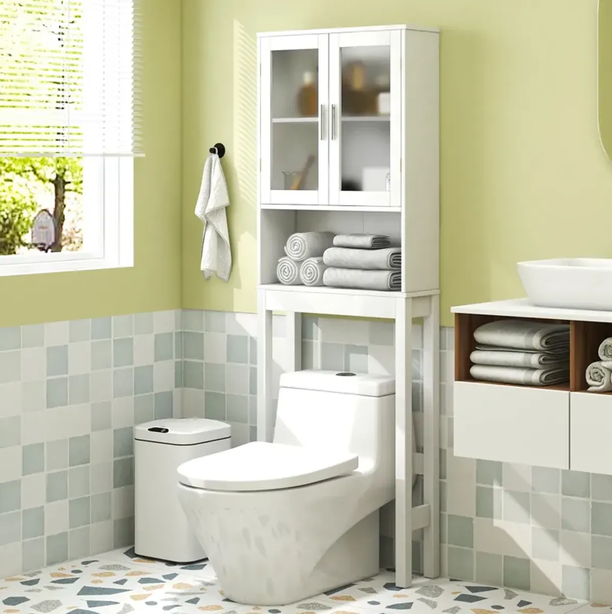 Over the Toilet Bathroom Storage Cabinet with Adjustable Shelf