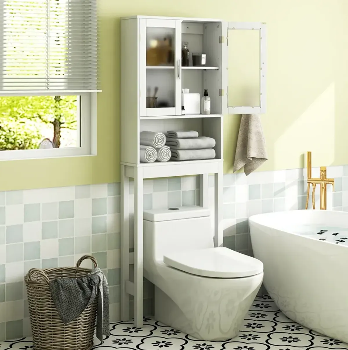 Over the Toilet Bathroom Storage Cabinet with Adjustable Shelf