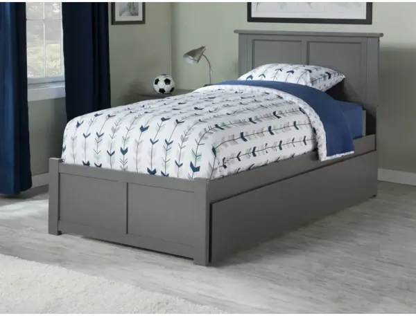 Madison Twin Extra Long Bed with Footboard and Twin Extra Long Trundle in Grey