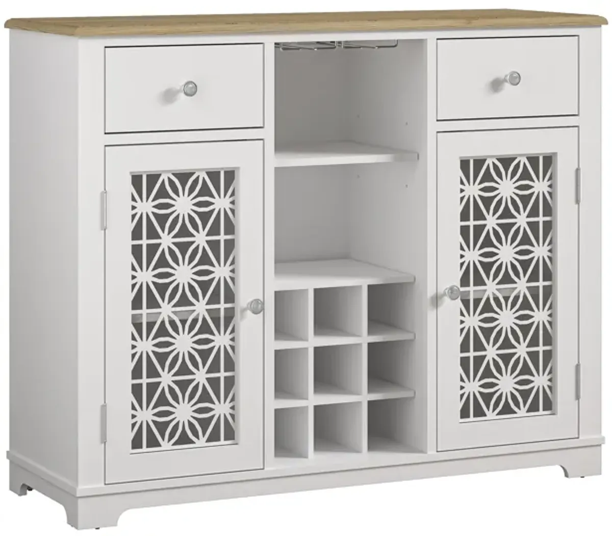 FESTIVO 47" Stylish Wine Cabinet with Metal Wine Glass Rack