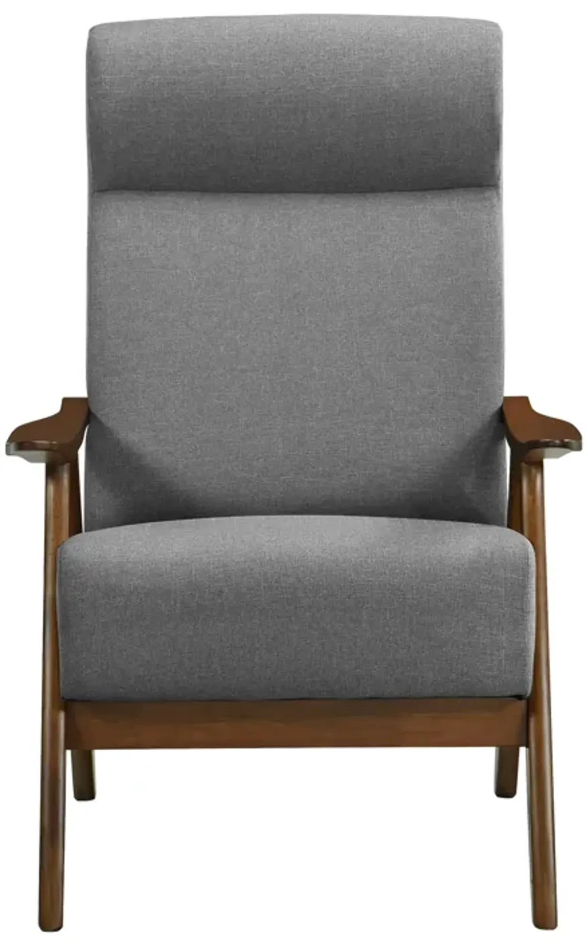 Mary 32 Inch Accent Chair Armchair, Light Gray Polyester Linen, Solid Wood - Benzara