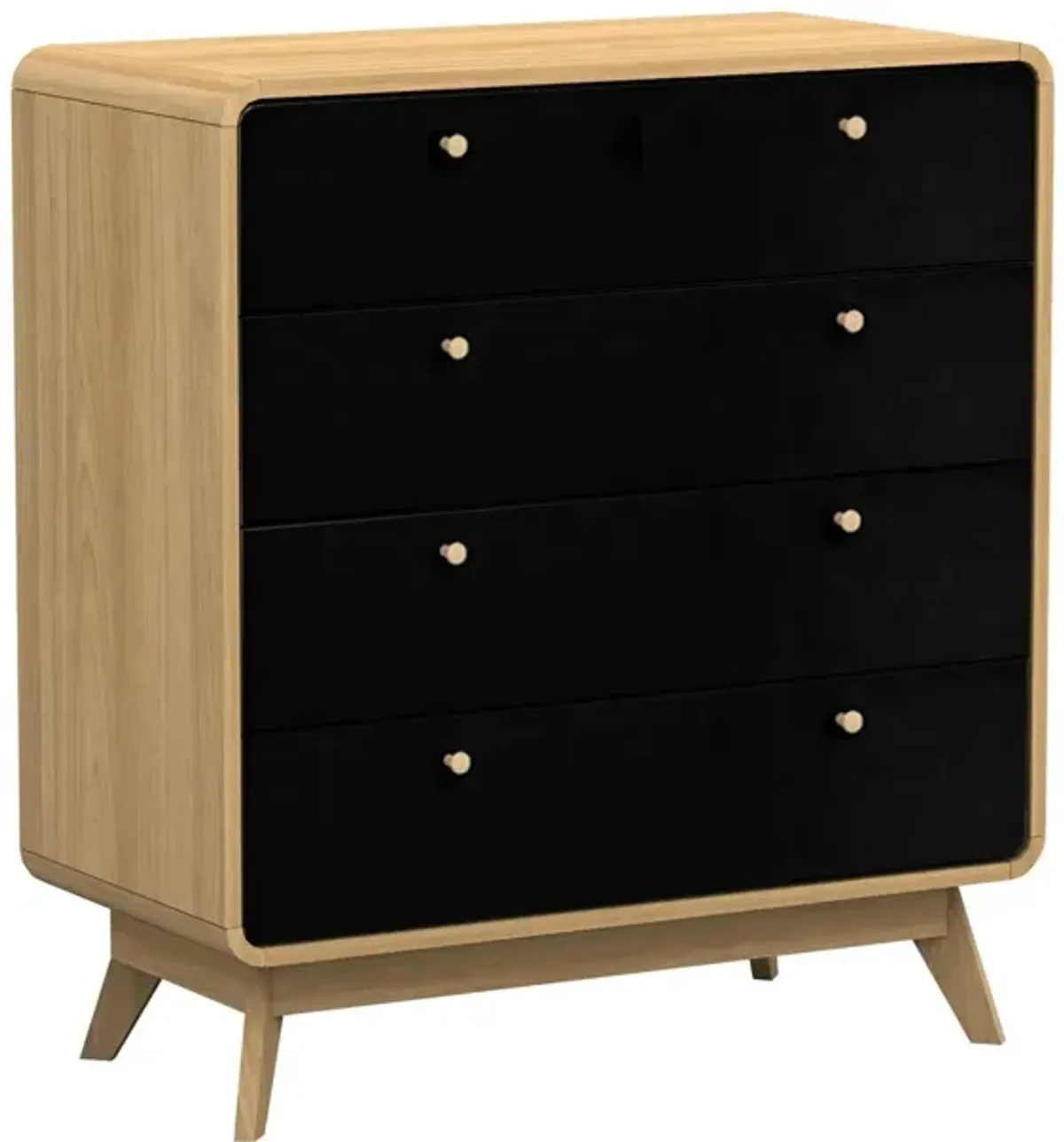 Leva Scandinavian 4 Drawer Curved Dresser