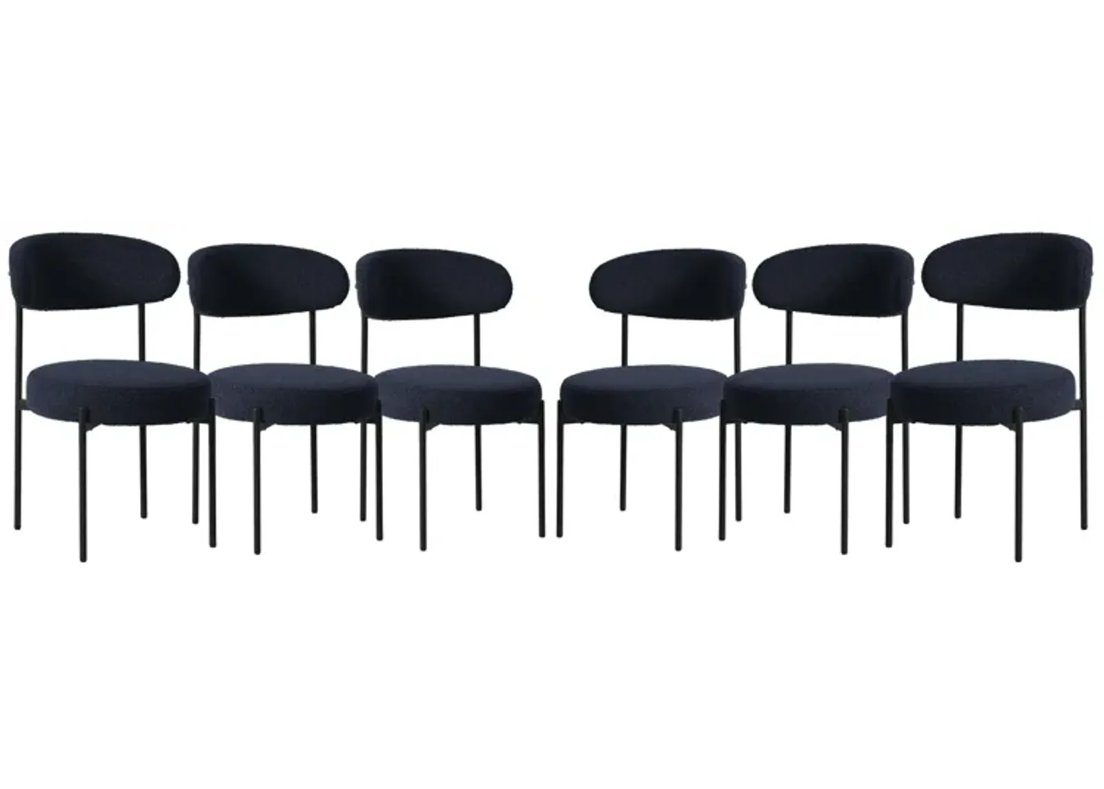 WestinTrends Mid-Century Modern Upholstered Sherpa Round Dining Chairs (Set of 6)