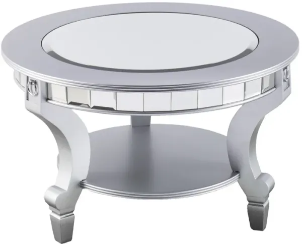 Hivvago 29 Inch  Silver Mirrored And Metal Round Mirrored Coffee Table