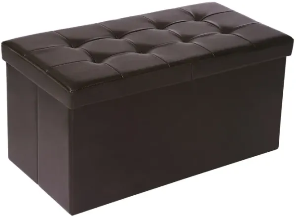 Zok 30 Inch Folding Storage Ottoman Bench, Tufted, Removable Top, Black - Benzara