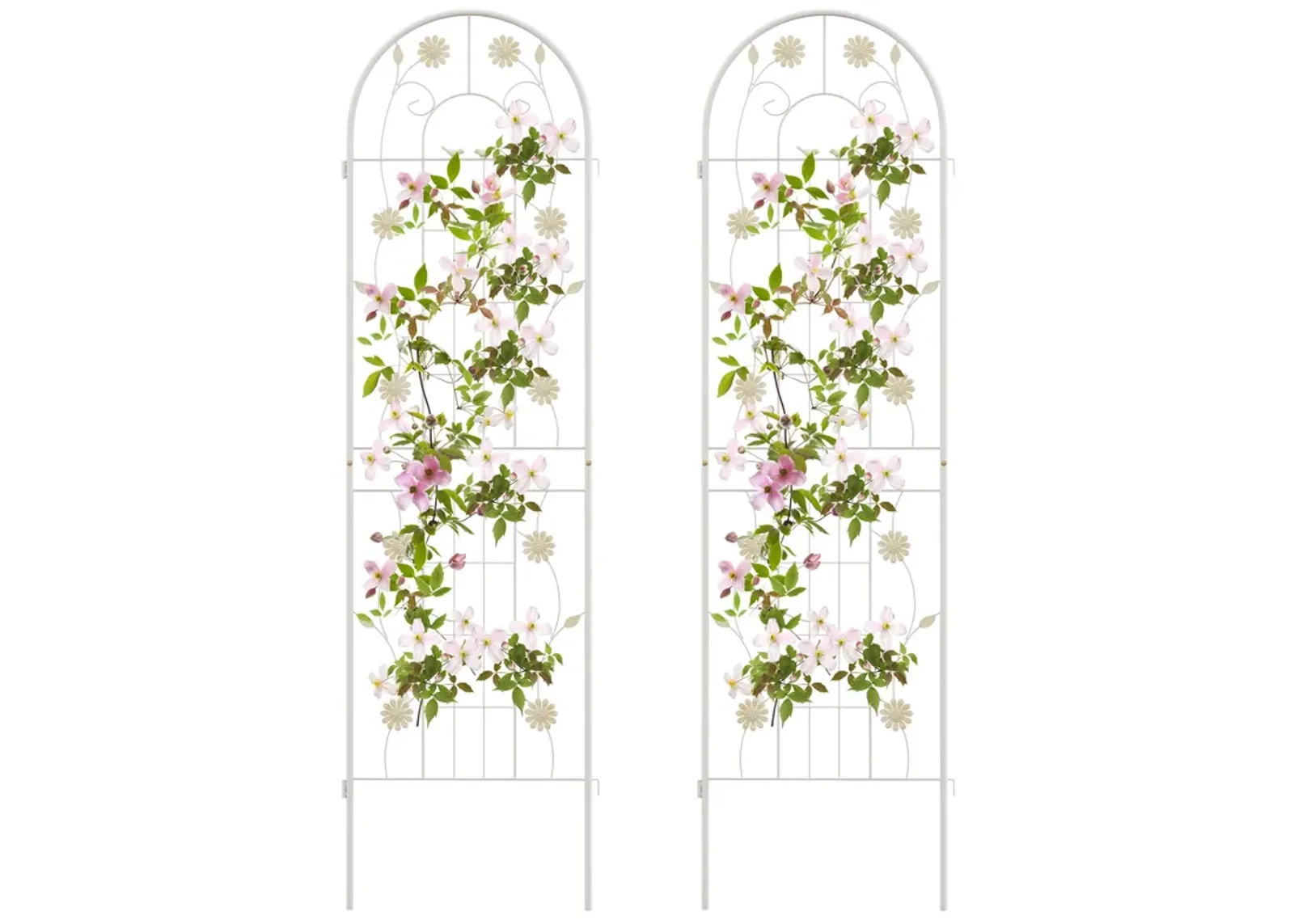 2 Pack 71 x 20 Inch Metal Garden Trellis Rustproof Plant Support for Climbing Plants-White