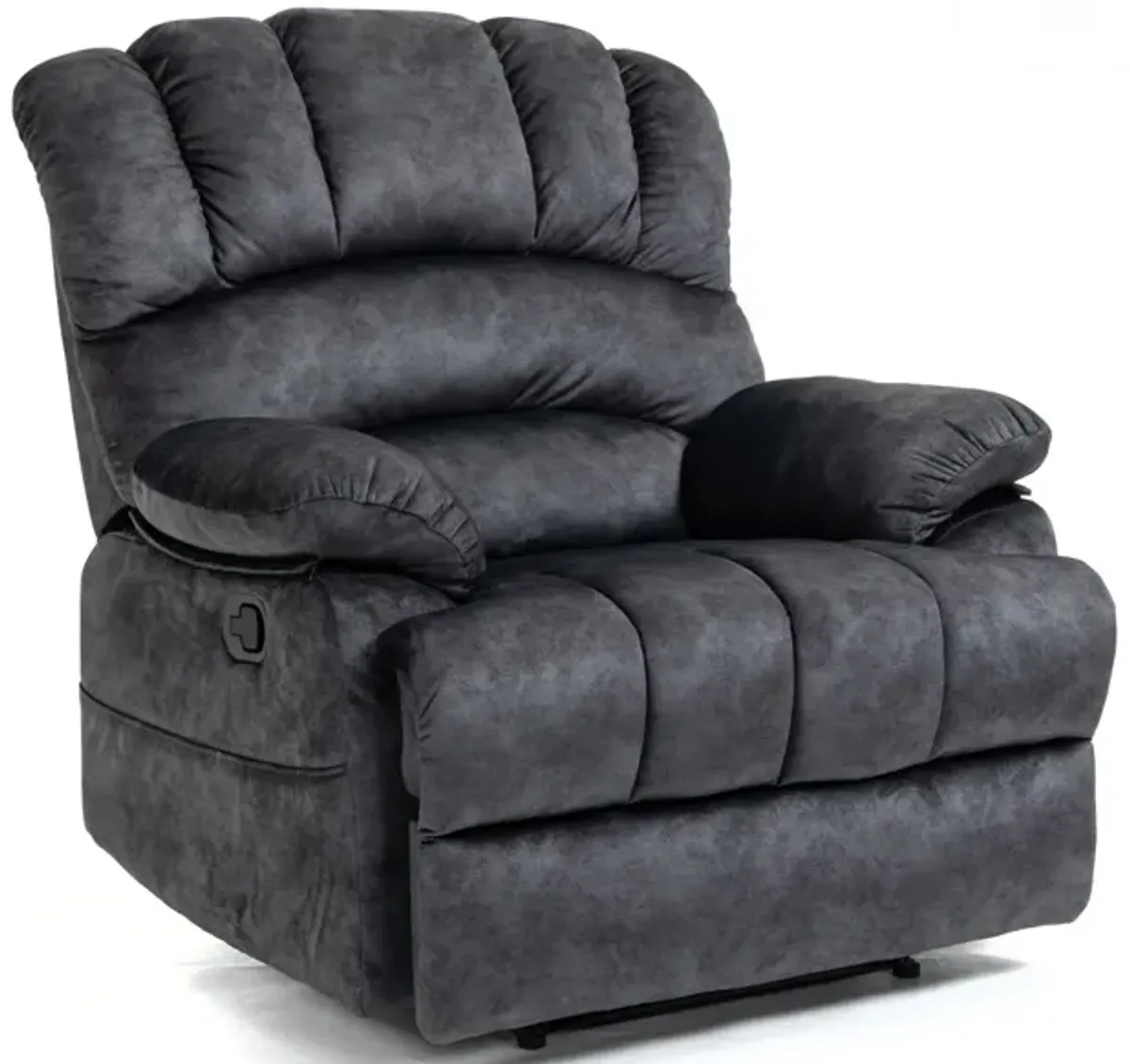 Large Manual Recliner Chair In Fabric For Living Room, Gray