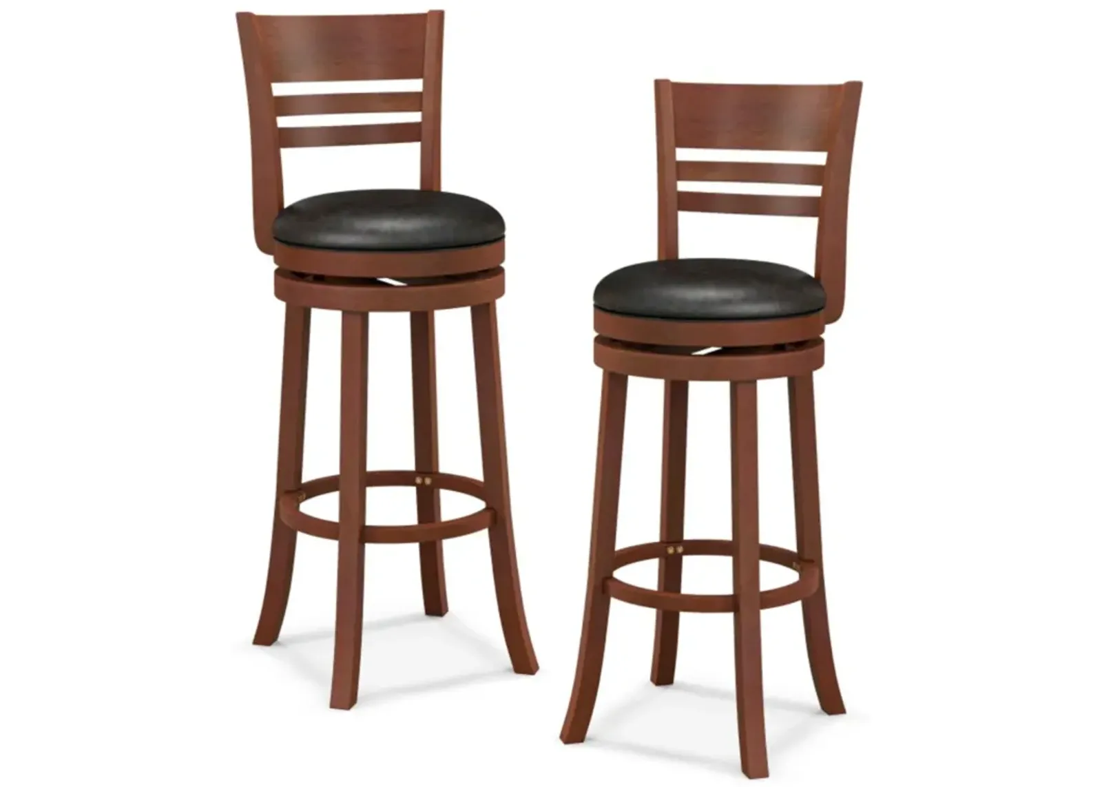 Hivvago Set of 2 360° Bar Stools with PU Upholstered Seats