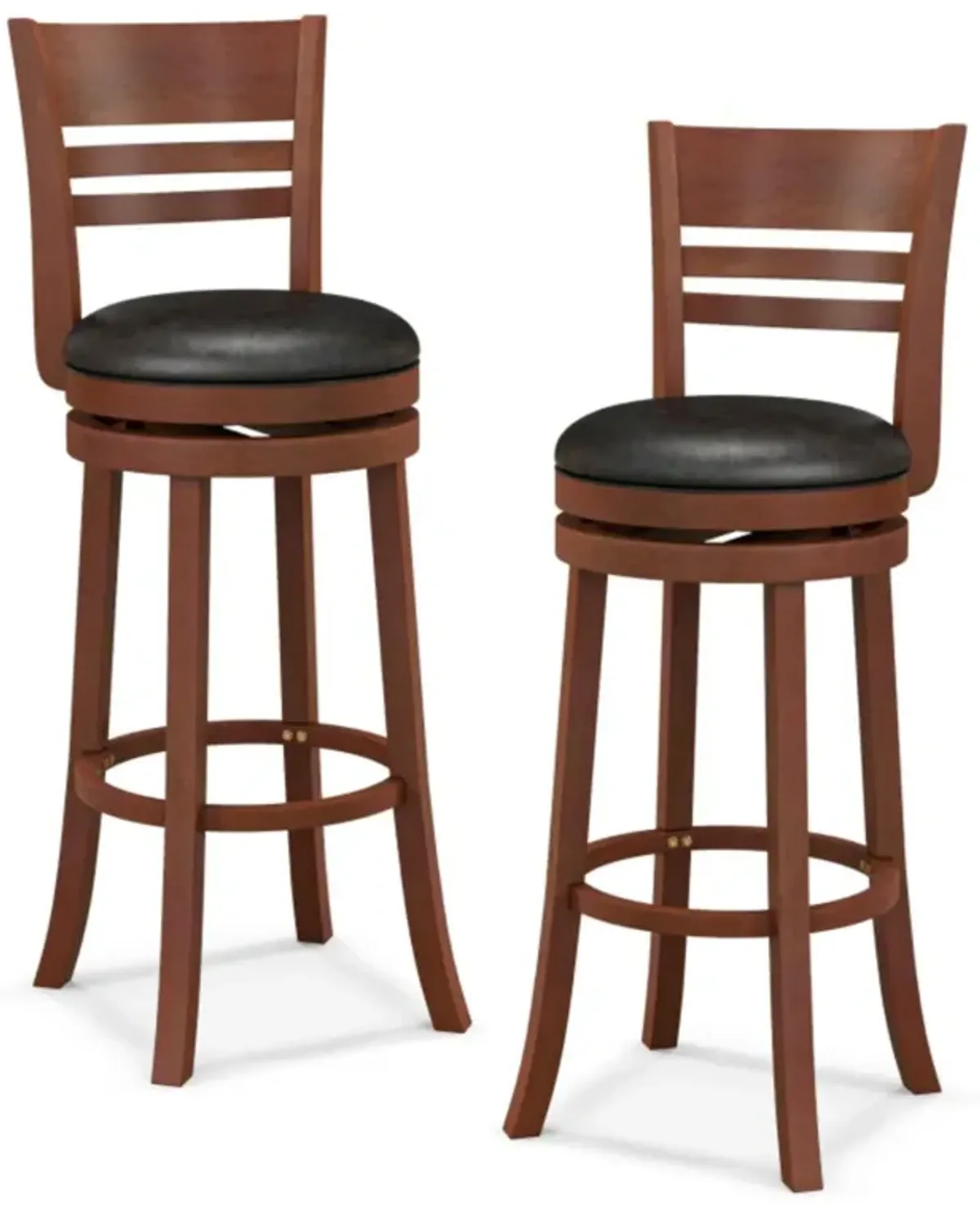 Hivvago Set of 2 360° Bar Stools with PU Upholstered Seats