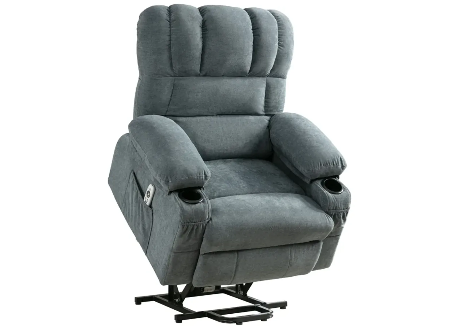 38.97 in. W Fabric Recliner with Remote Control, Tufted and Storage