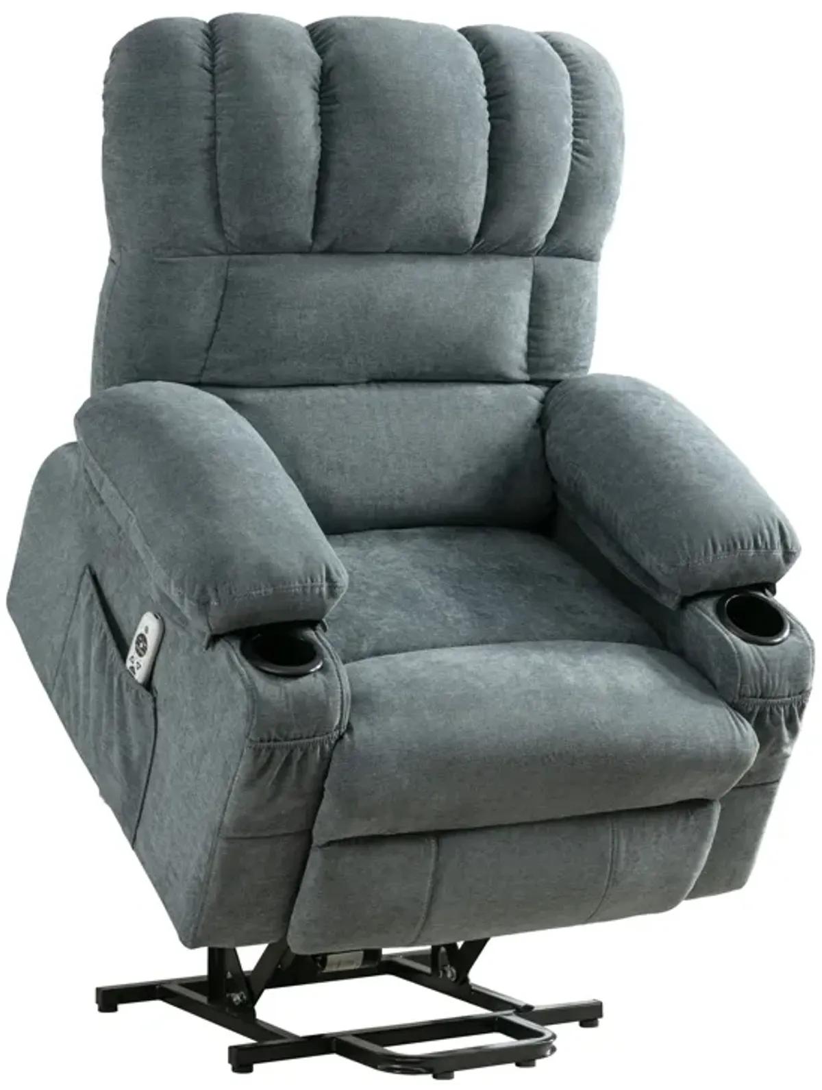 38.97 in. W Fabric Recliner with Remote Control, Tufted and Storage