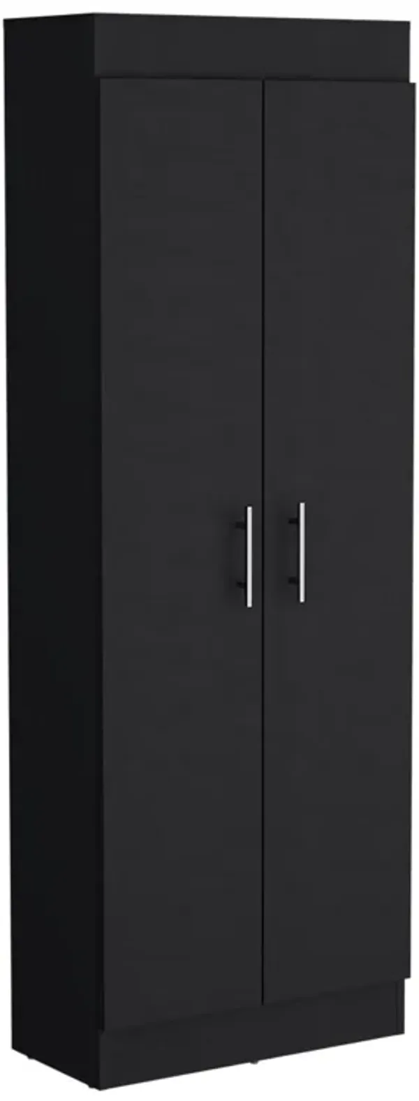 Nepal Pantry Cabinet, Space-Efficient 2-Door Design with Multiple Shelves-Black