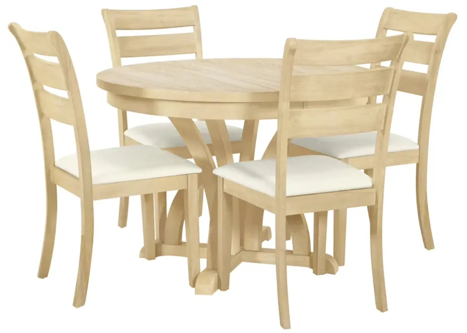 Merax Farmhouse Round Dining Table Set with Pedestal Legs