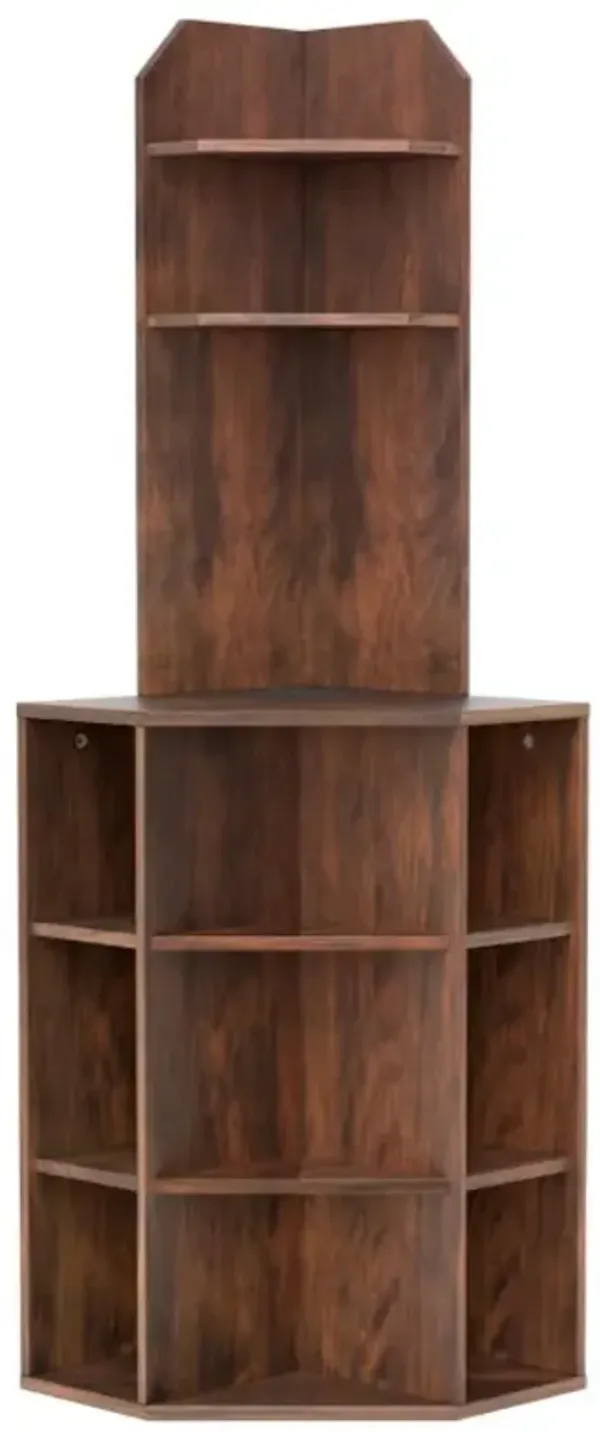 Hivvago 6-Tier Corner Shelf with Charging Station and 2 USB Ports