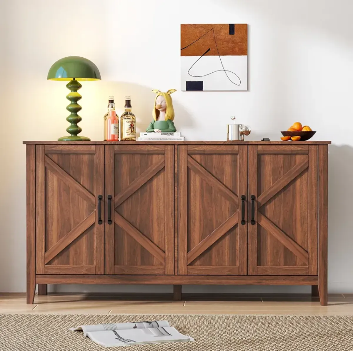 Merax Freestanding 4-Door Sideboard Storage Cabinet