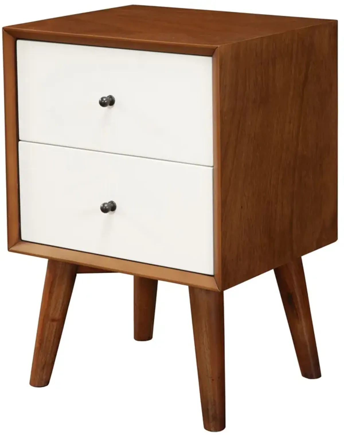 Hivvago Brown and White Century Modern Wood 2 Drawer Nightstand