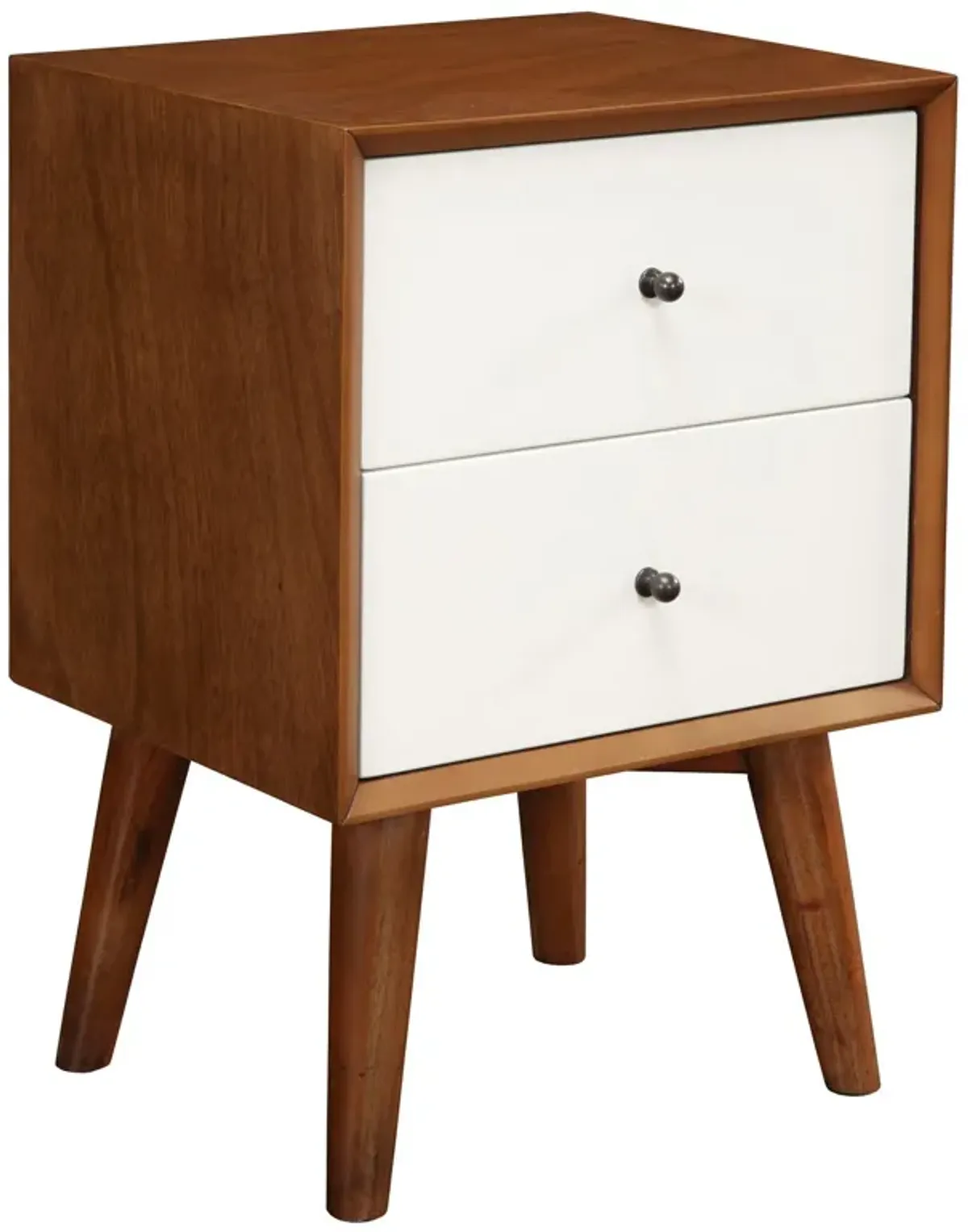 Hivvago Brown and White Century Modern Wood 2 Drawer Nightstand